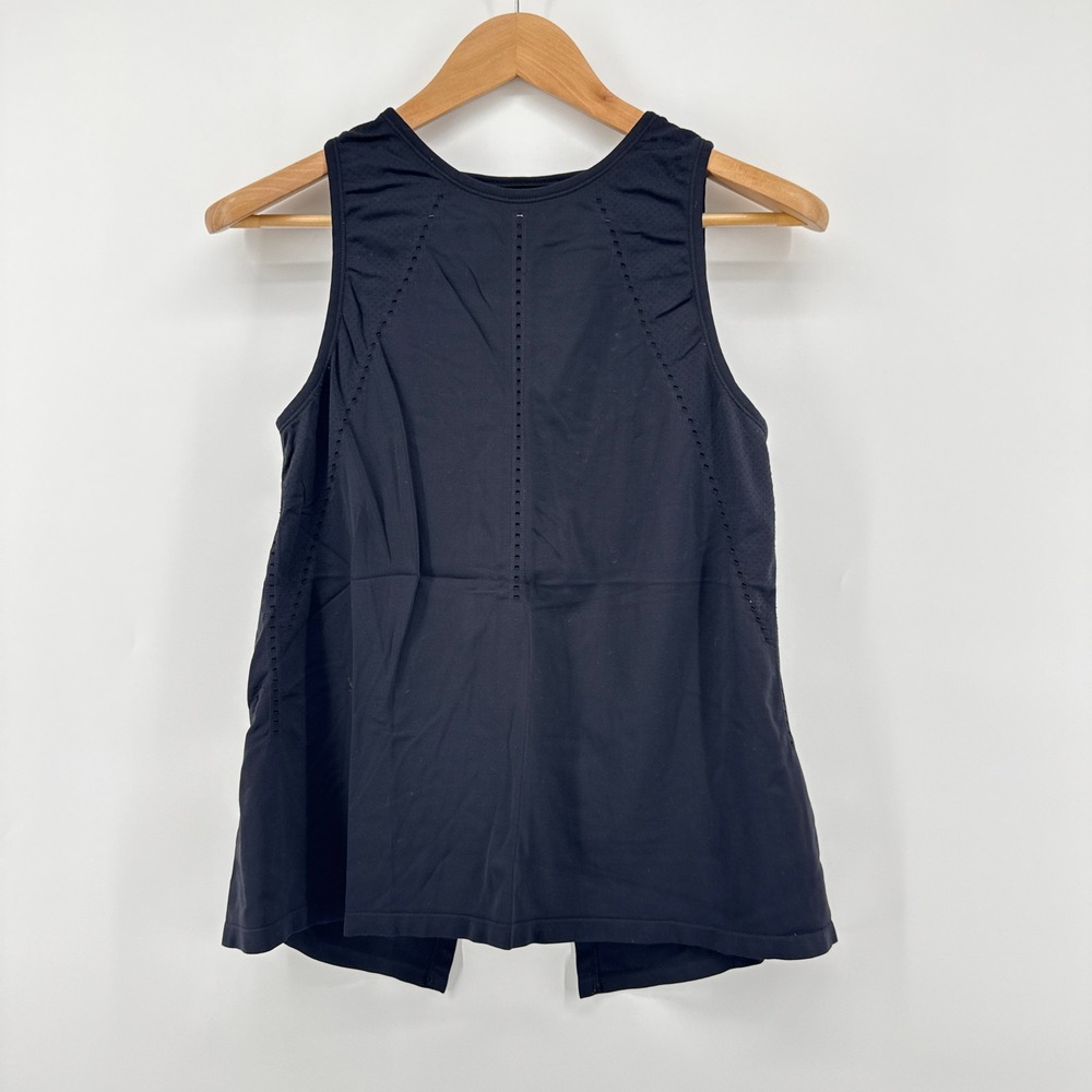 Athleta Black Split Back Perforated Tank Top Sleeveless Workout Activewear Small